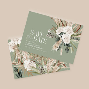 Cartão De Notas orçamento Pampas rústicas modernas salvam a data