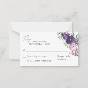 Cartão De Notas Orçamento Roxo Claro & Floral Escuro 2SM Sem Refei