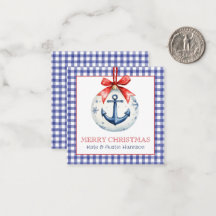 Ornamento de Âncora Gingham de Natal Costeiro
