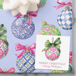 Cartão De Notas Ornamentos de Balas de Pré-Papoila de Natal