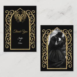 Cartão De Notas Ornate border black and gold Gothic wedding