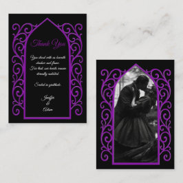 Cartão De Notas Ornate border black and purple Gothic wedding