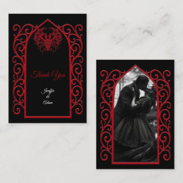 Cartão De Notas Ornate border black and red Gothic wedding