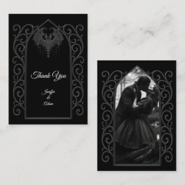 Cartão De Notas Ornate border black and white Gothic wedding