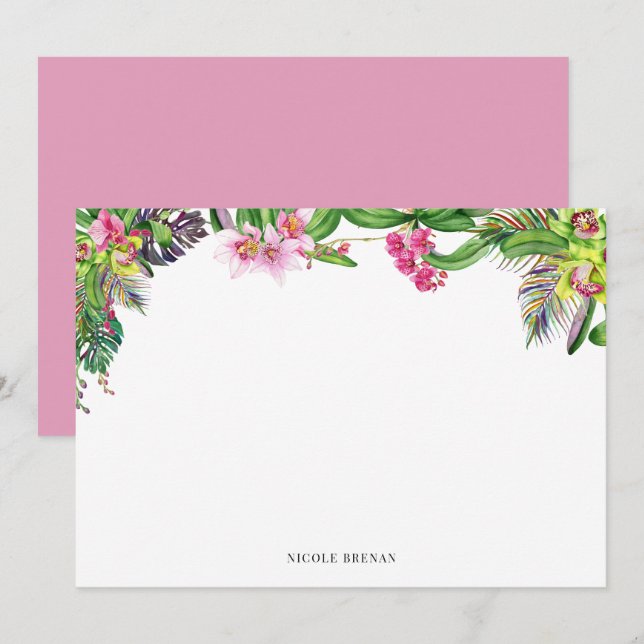 Cartão De Notas Orquídeas Aquáticas Perzonalizadas (Frente/Verso)