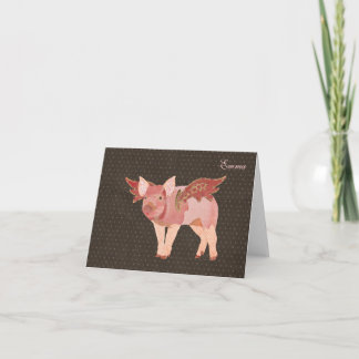 Cartão De Notas Os porcos cor-de-rosa voam Notecard personalizado