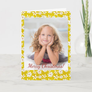 Cartão De Notas Ouro Amarelo de Poinsettias Brancas de Natal