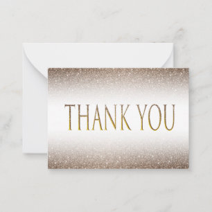 Cartão De Notas Ouro Glitter Glam com Bold Center Obrigado