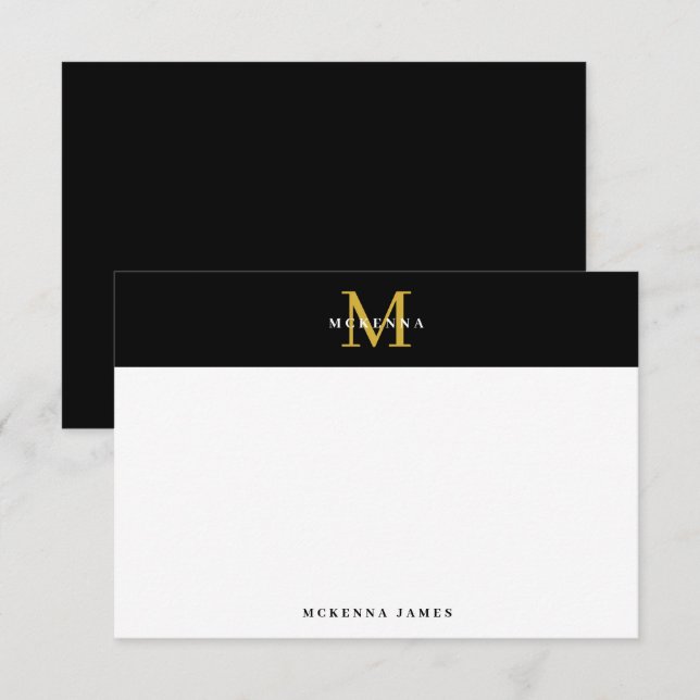 Cartão De Notas Ouro Preto Minimalista Elegante Simples Moderno (Frente/Verso)