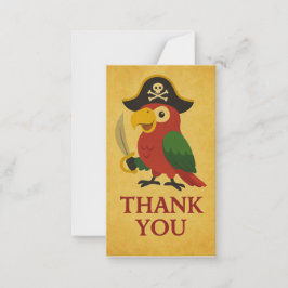 Cartão De Notas Ouro Rústico Náutico Papagaio Pirata Obrigado