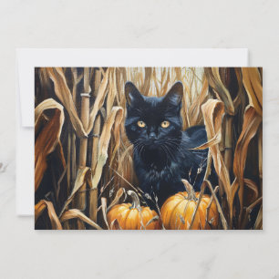 Cartão De Notas Outono de Nome Personalizado de Gato Preto