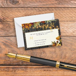 Cartão De Notas outono Russo cercado floral cercado de RSVP