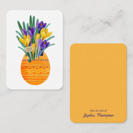 Cartão De Notas Ovo de Páscoa Feliz & Flores de Crócus Amarelo Rox