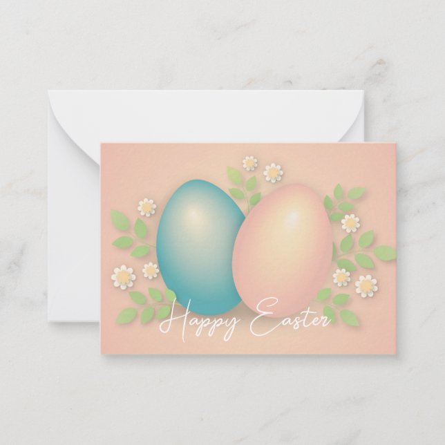 Cartão De Notas Óvulo de páscoa e flores de margarida primavera (Frente)