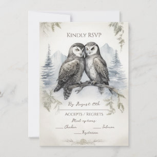 Cartão De Notas Owl Love Rustic RSVP