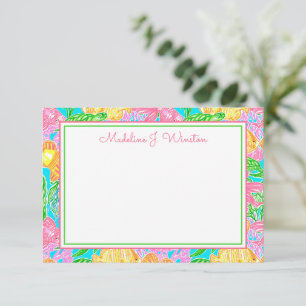 Cartão De Notas Padrão Colorido de Peixes Tropicais