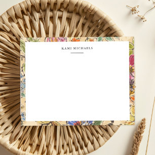 Cartão De Notas Padrão Colorido de Vintage da Borda do Jardim da F