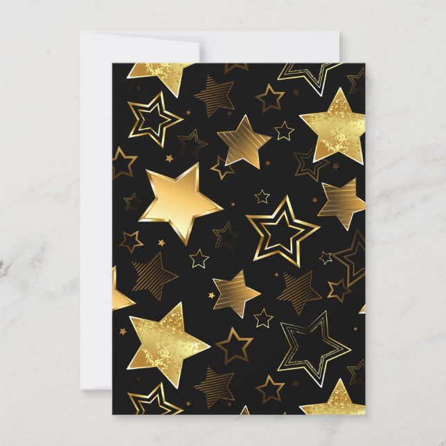 Cartão De Notas Padrão contínuo com Estrelas Douradas (Frente)