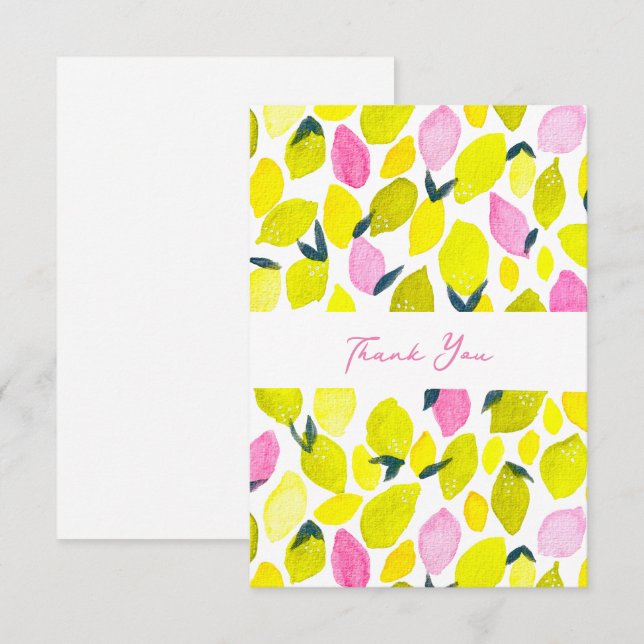 Cartão De Notas Padrão de aquarela de limão (Frente/Verso)