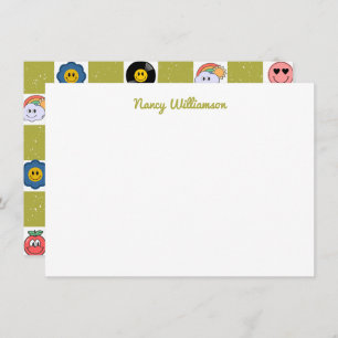 Cartão De Notas Padrão de Arte Retroativa de Designs Quirky Engraç