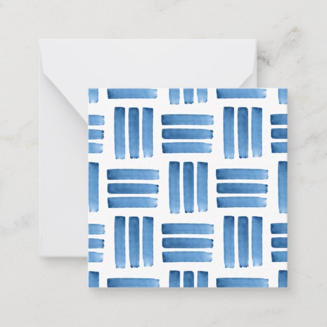Cartão De Notas Padrão de Brushstrokes Azul (Frente)