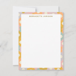 Cartão De Notas Padrão de Flor Personalizado do Vintage Pastel He