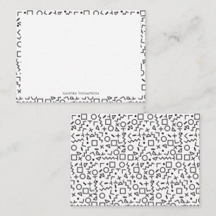 Cartão De Notas Padrão de Formas Retroativas Pretas e Brancas do a