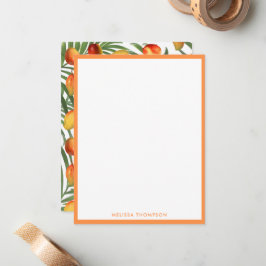 Cartão De Notas Padrão de Fruta de Verão Vintage Mango & Greenery
