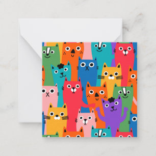 Cartão De Notas Padrão de gatos coloridos