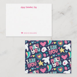 Cartão De Notas Padrão de Rabisco de Coração Arco-íris Dia dos Nam