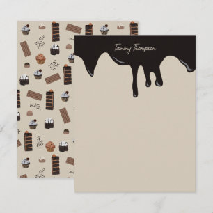 Cartão De Notas Padrão de Tema de Chocolate Personalizado 