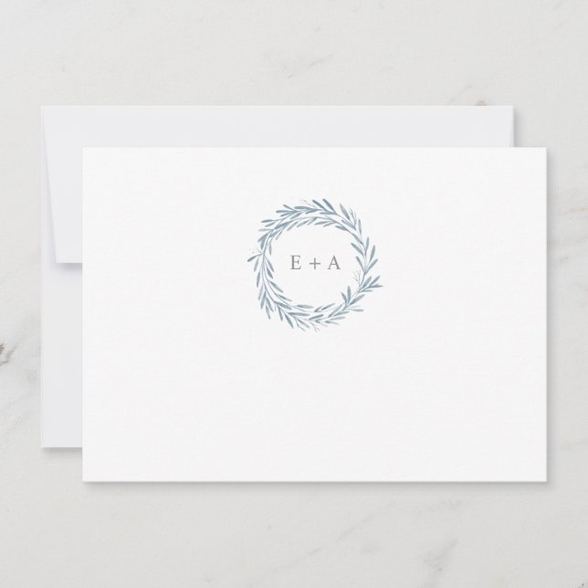 Cartão De Notas Padrão do Monograma da Verdadeira Cor Azul Obrigad (Frente)