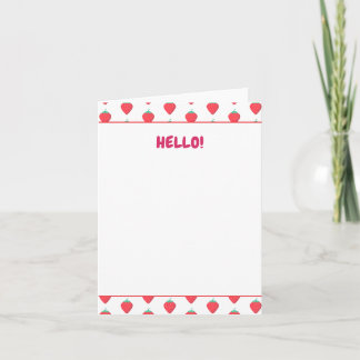 Cartão De Notas Padrão Estético de Morango Kawaii Fofo