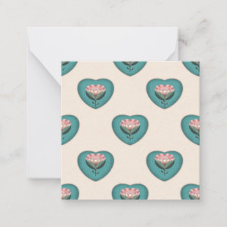 Cartão De Notas Padrão Floral Heart Blossom | Escandinavo Retrô