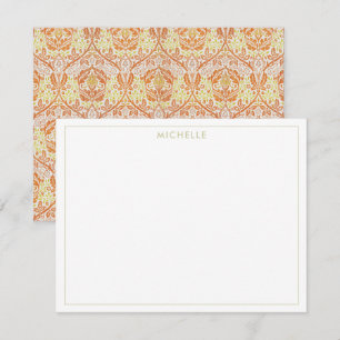 Cartão De Notas Padrão Floral Laranja Elegante