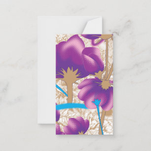Cartão De Notas Padrão floral vibrante com púrpura e azul f