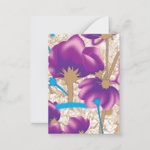 Cartão De Notas Padrão floral vibrante com púrpura e azul f