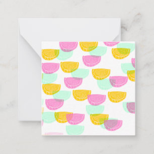 Cartão De Notas Padrão Rosa Verde Amarelo de Melancia em Aquarela