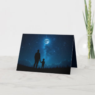 Cartão De Notas Padre e Son Moonlit Dia de os pais noturno