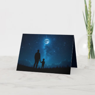Cartão De Notas Padre e Son Moonlit Dia de os pais noturno