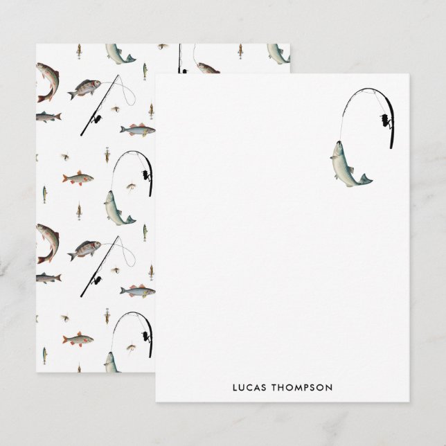 Cartão De Notas Padrões do Tema Peixe de Arco e Enguia (Frente/Verso)
