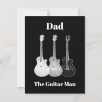Pai guitarrista simples engraçado monocromático