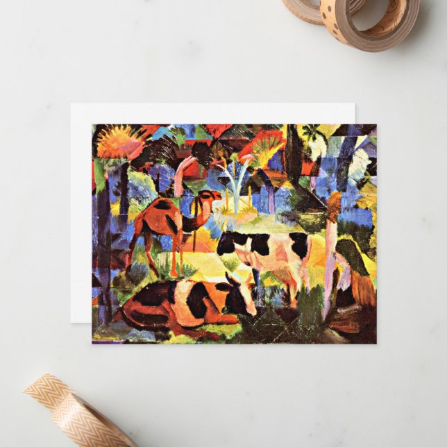 Cartão De Notas Paisagem com Vacas e um Camelo, (Frente/Verso In Situ)