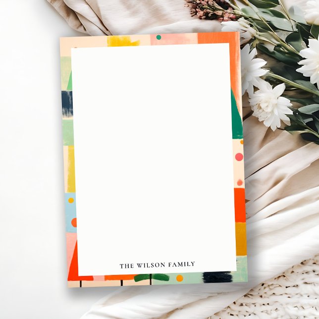 Cartão De Notas Paisagem de Natal Abstrata Retro Colorida e Negrit (Criador carregado)