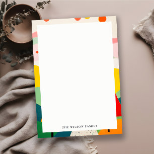 Cartão De Notas Paisagem de Natal Abstrata Retro Colorida e Ousada