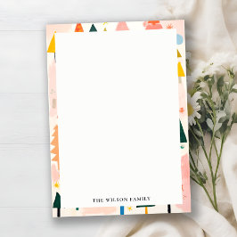 Cartão De Notas Paisagem de Natal Abstrata Retro Colorida e Ousada