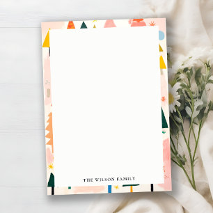 Cartão De Notas Paisagem de Natal Colorida Retro-Abstrato