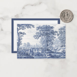 Cartão De Notas Paisagem Italianata Azul Século XVII