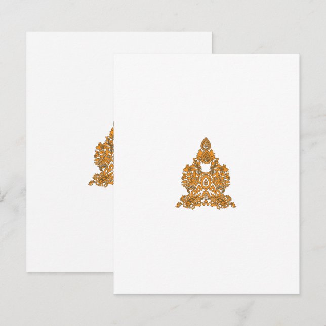 Cartão De Notas Paisley Floral Art - Decor Laranja Boho (Frente/Verso)