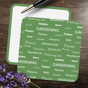 Cartão De Notas Palavras de Jardinagem Padrão Elegante Jardim Verd